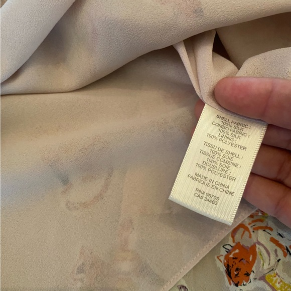 Rebecca Taylor Silk Tiger Cubs Pastel Colors Silk Top size 6 - Picture 11 of 14